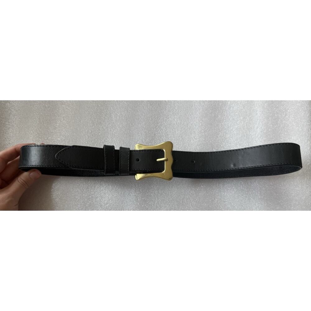 Unbranded Genuine Leather Black Art Deco Brass Gold Buckle L (26-31”)